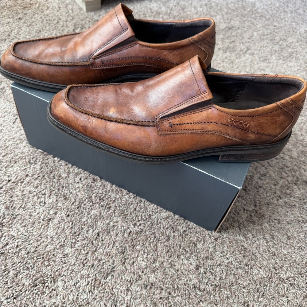 ECCO Men's Brown Leather Helsinki Loafers Size 44